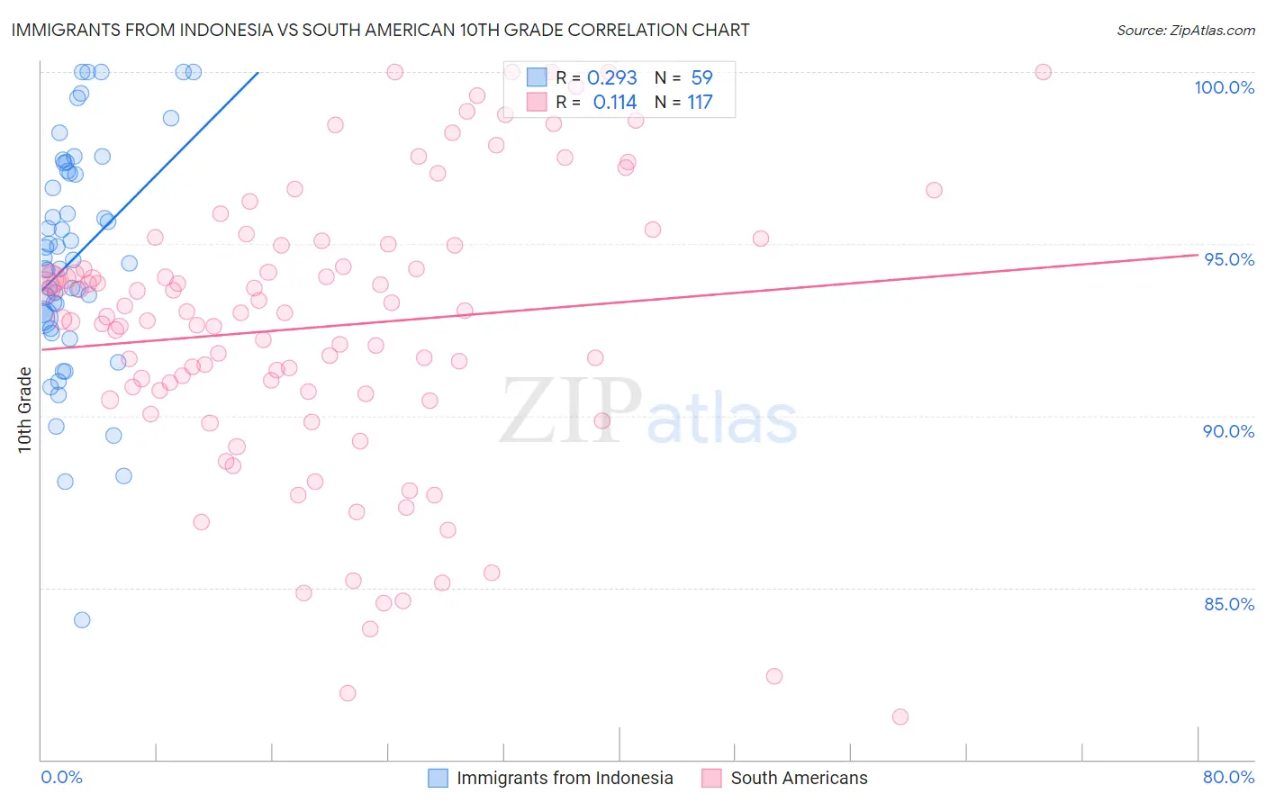 Immigrants from Indonesia vs South American 10th Grade