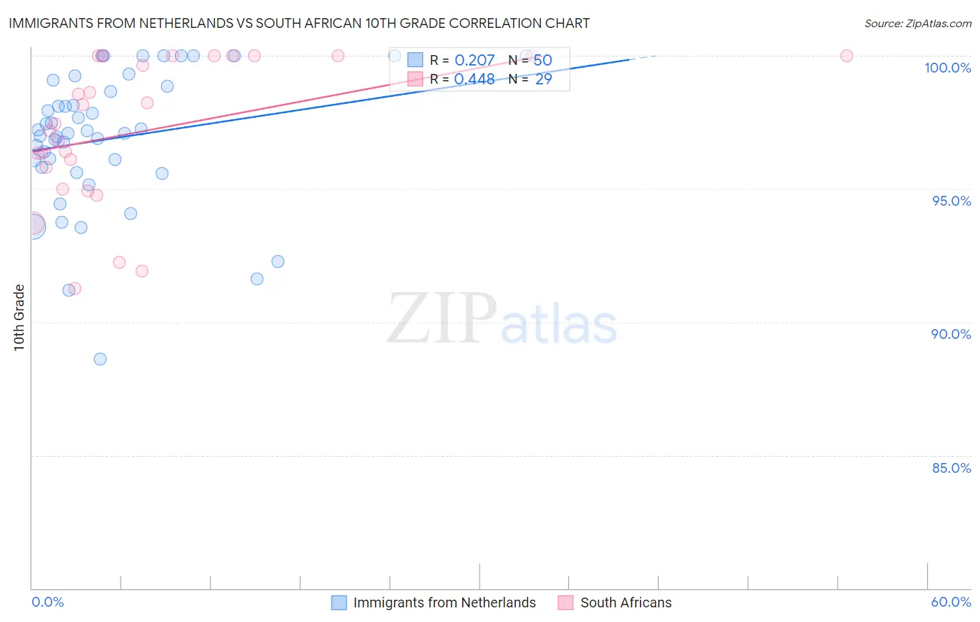 Immigrants from Netherlands vs South African 10th Grade