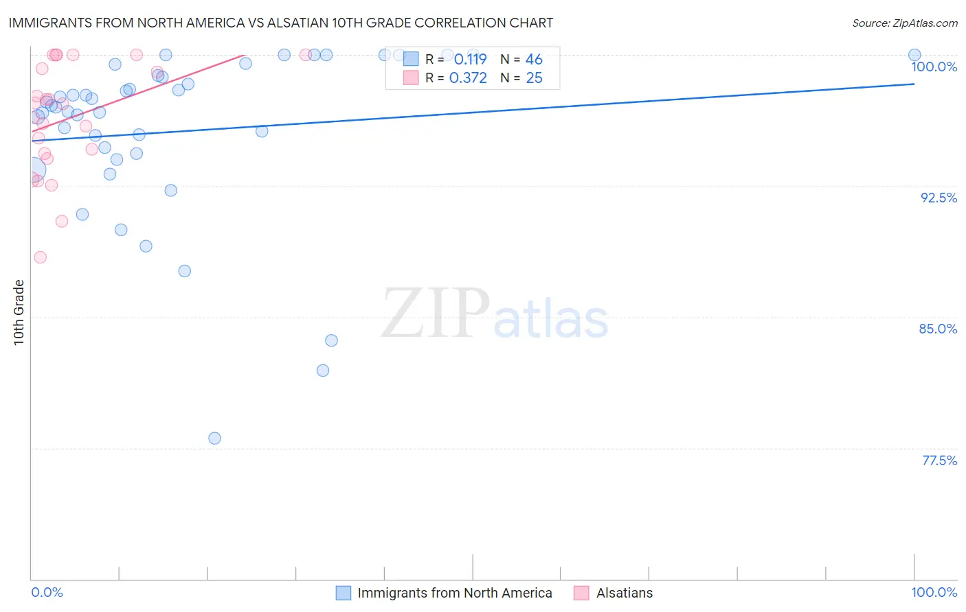 Immigrants from North America vs Alsatian 10th Grade