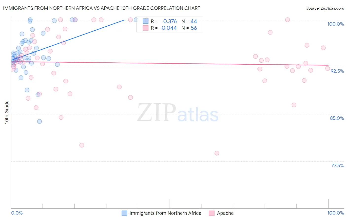 Immigrants from Northern Africa vs Apache 10th Grade