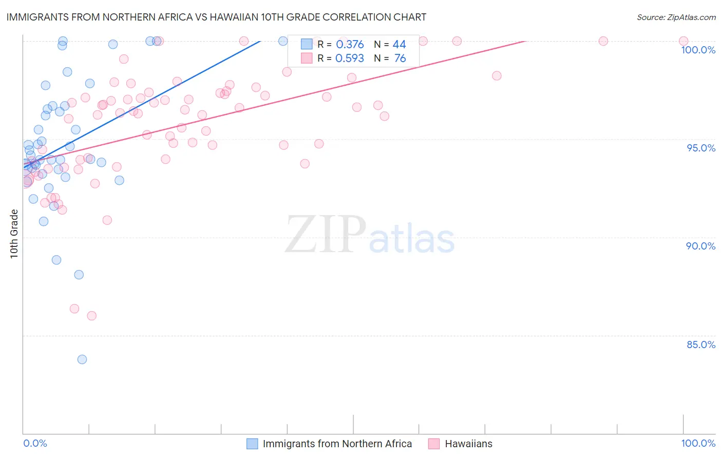 Immigrants from Northern Africa vs Hawaiian 10th Grade