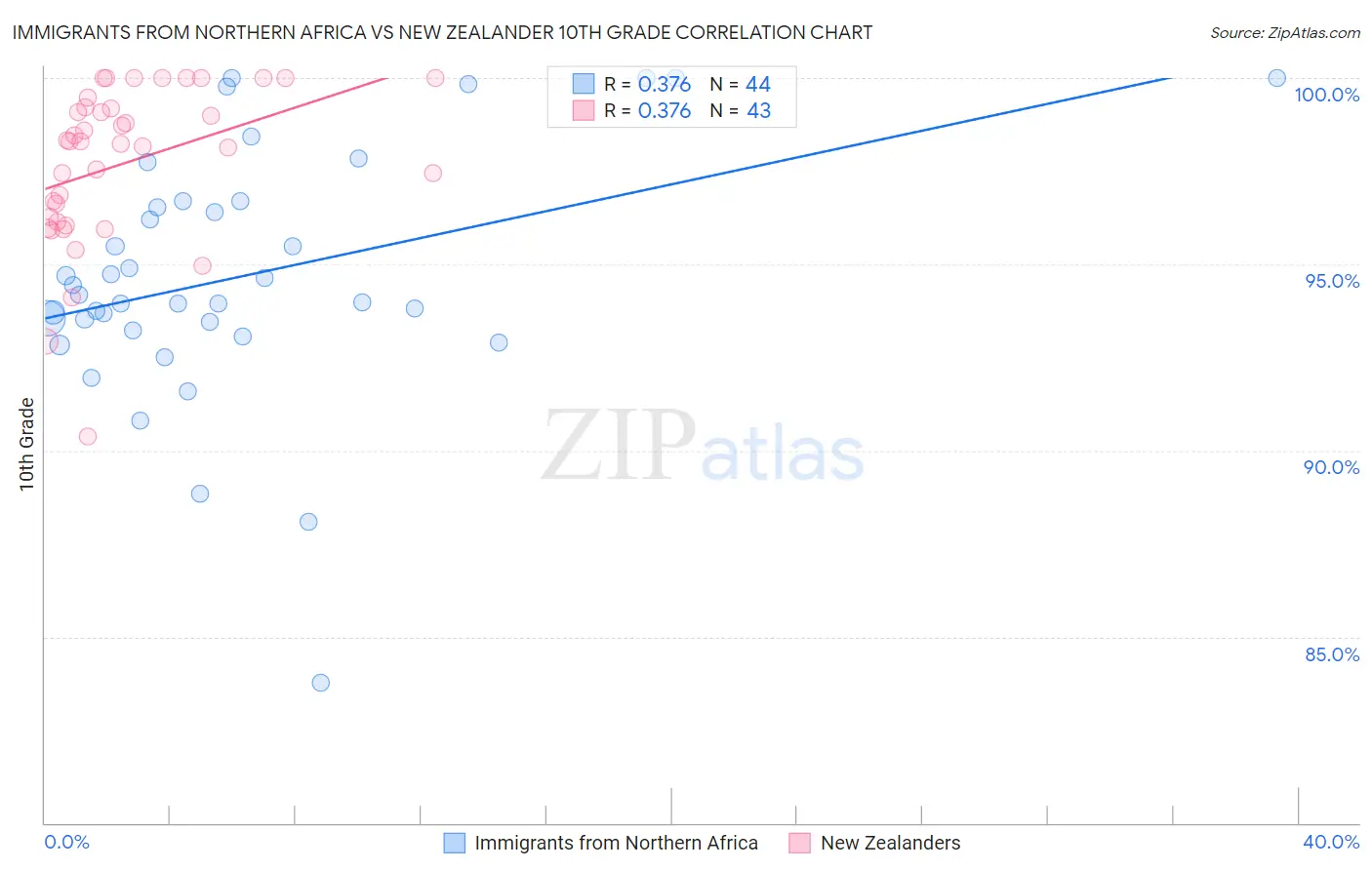 Immigrants from Northern Africa vs New Zealander 10th Grade