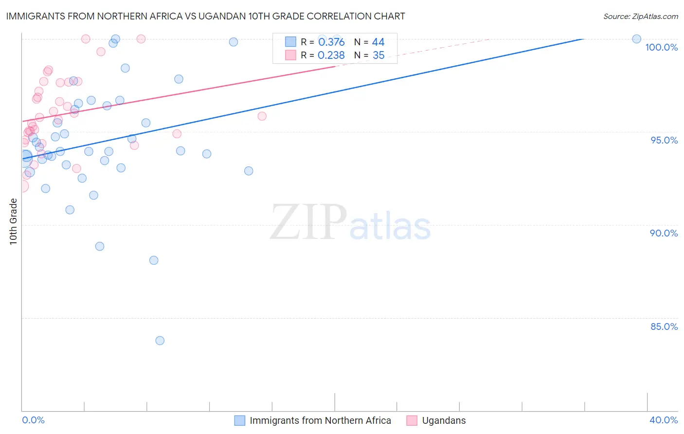 Immigrants from Northern Africa vs Ugandan 10th Grade