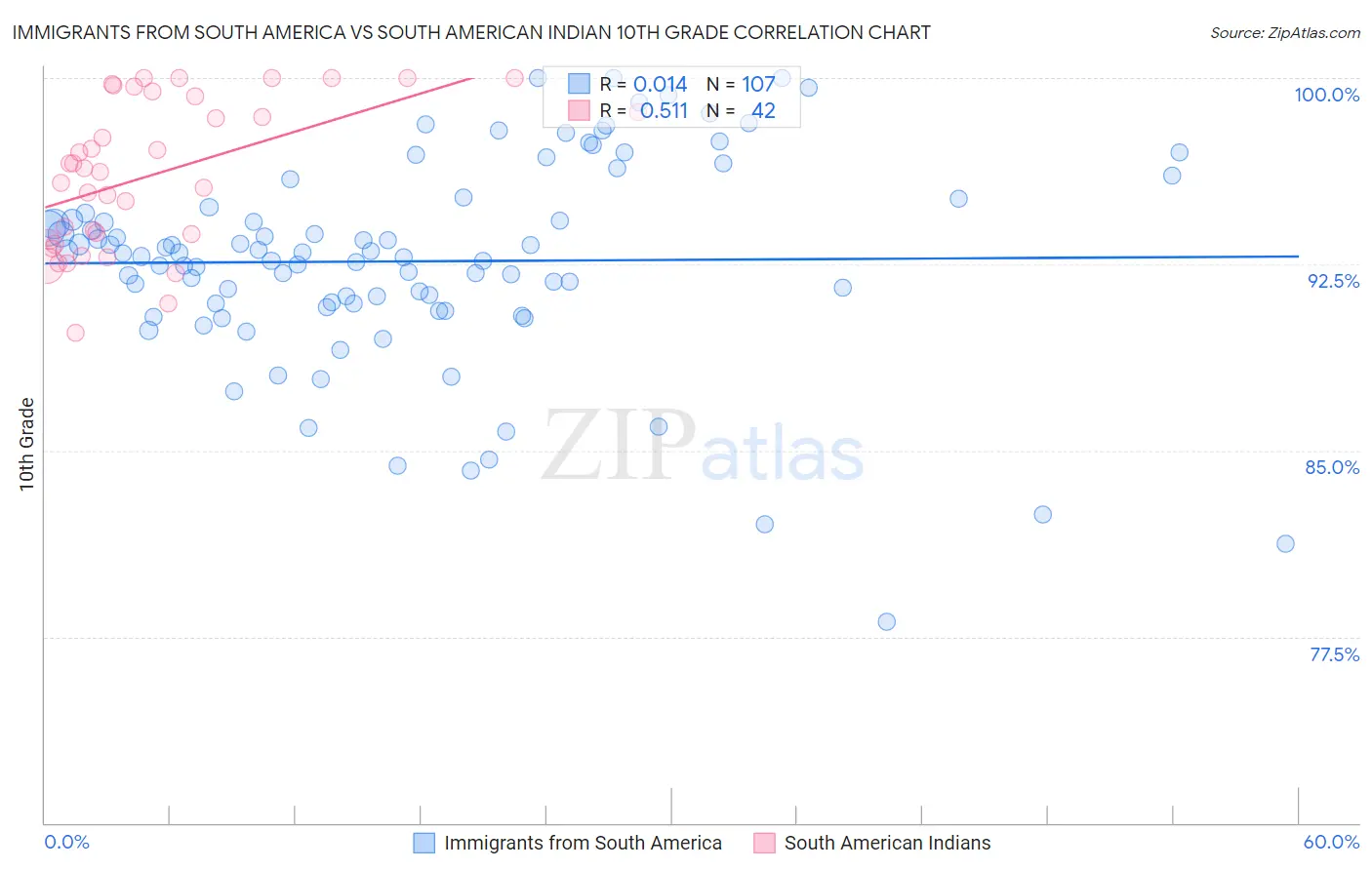 Immigrants from South America vs South American Indian 10th Grade