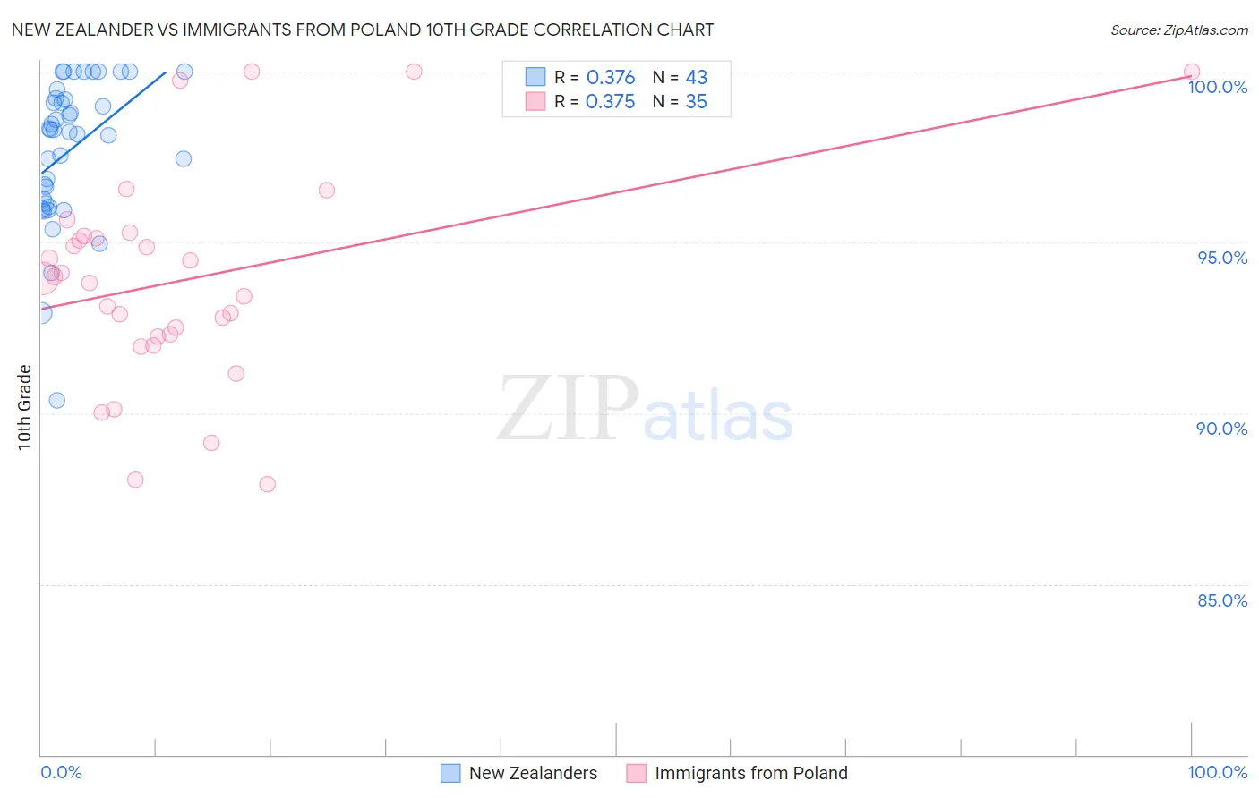 New Zealander vs Immigrants from Poland 10th Grade