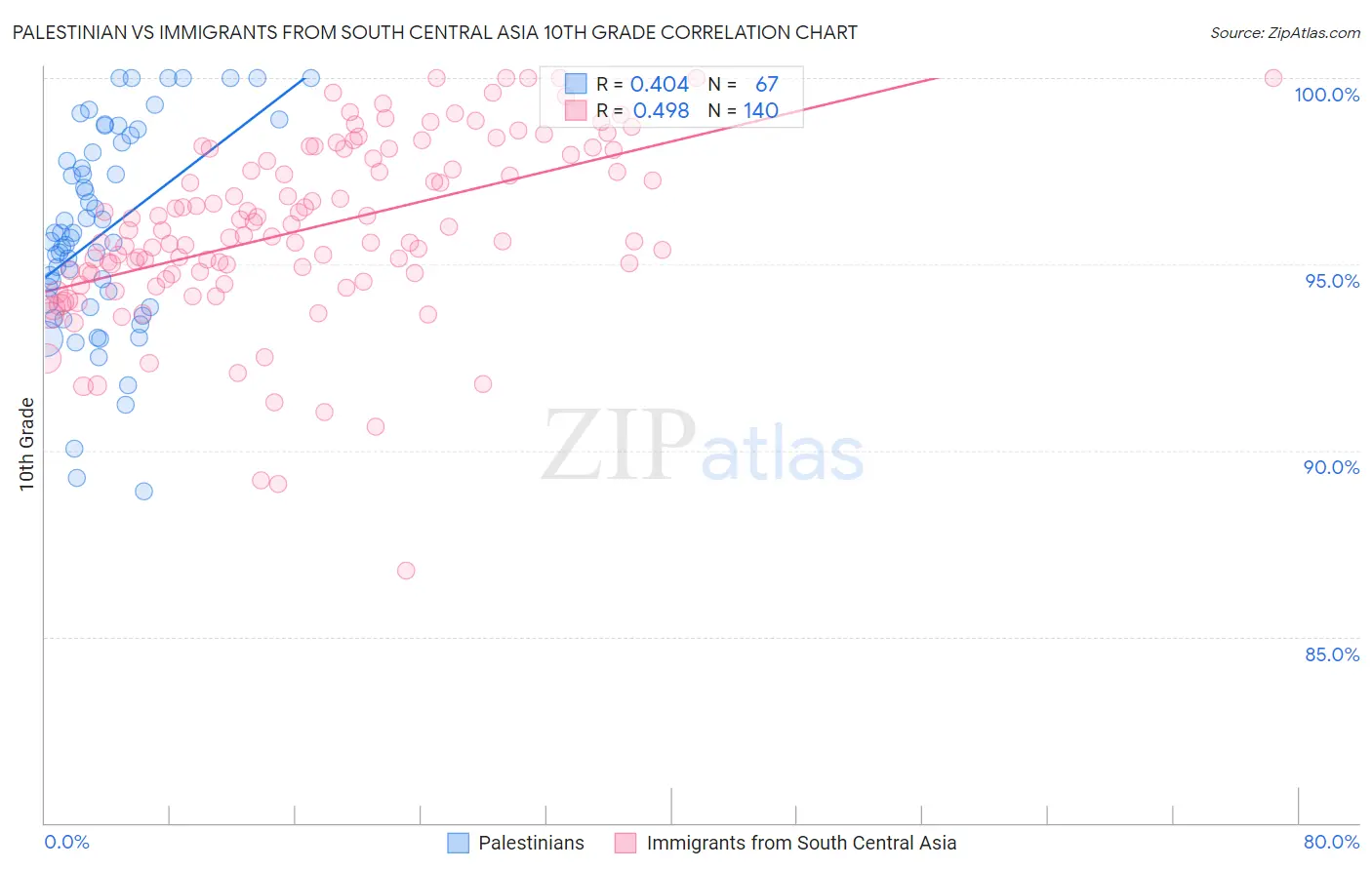 Palestinian vs Immigrants from South Central Asia 10th Grade
