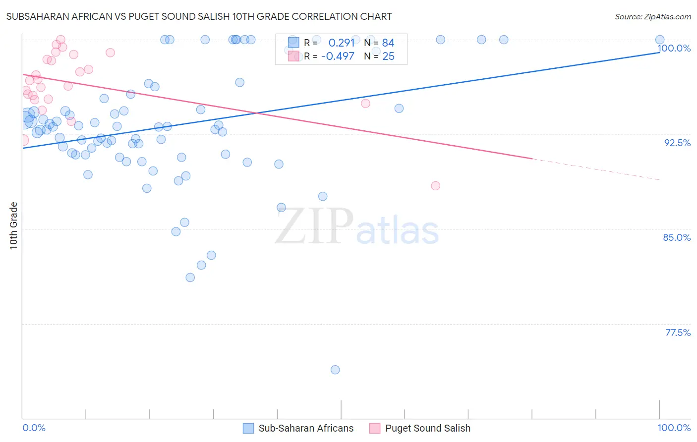 Subsaharan African vs Puget Sound Salish 10th Grade