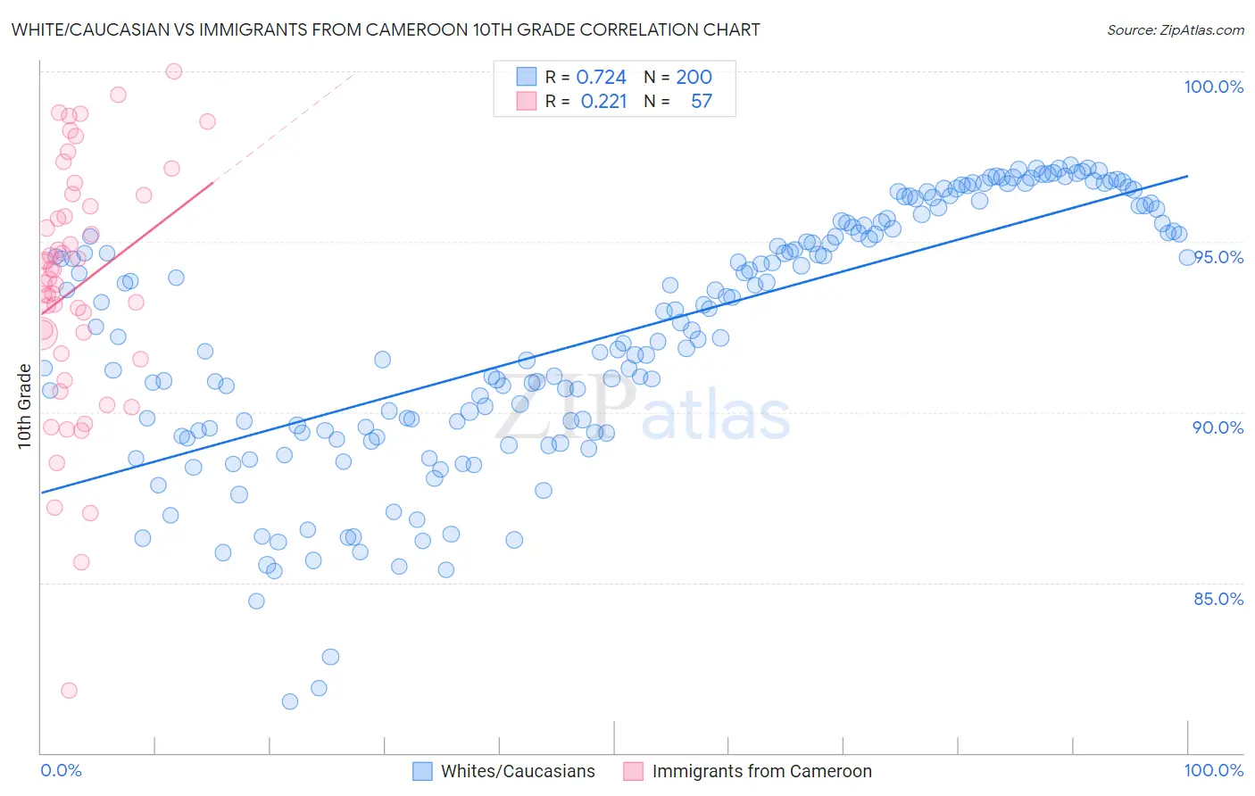 White/Caucasian vs Immigrants from Cameroon 10th Grade
