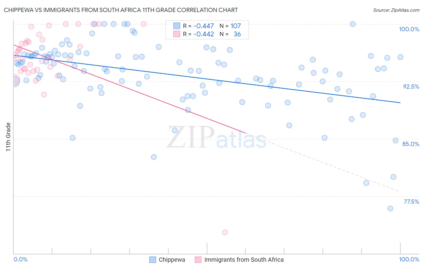 Chippewa vs Immigrants from South Africa 11th Grade