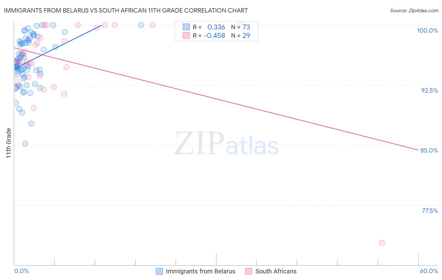 Immigrants from Belarus vs South African 11th Grade