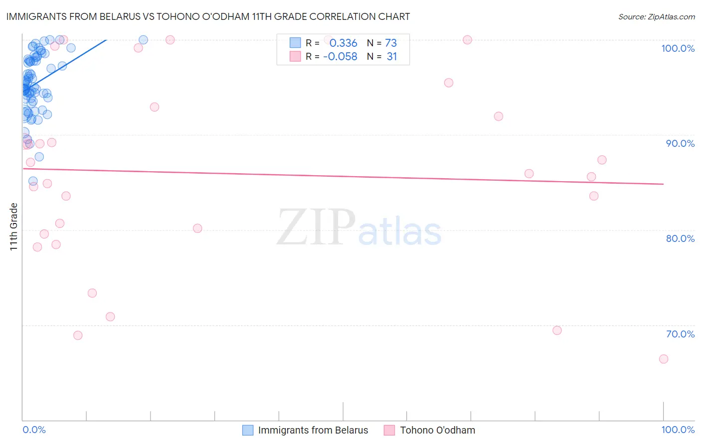 Immigrants from Belarus vs Tohono O'odham 11th Grade