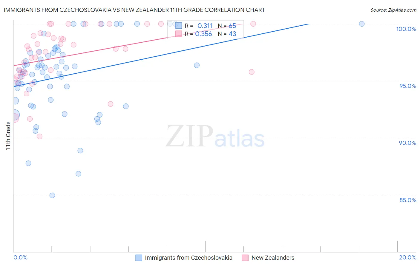 Immigrants from Czechoslovakia vs New Zealander 11th Grade