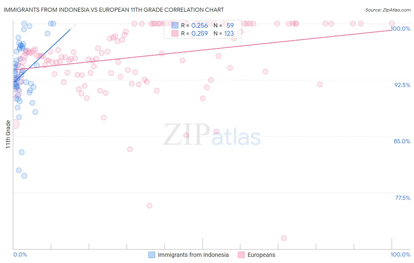 Immigrants from Indonesia vs European 11th Grade