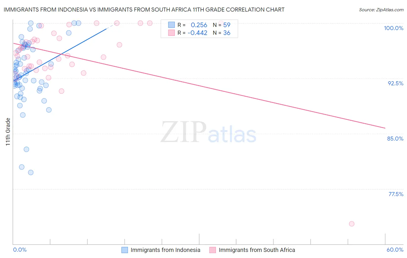 Immigrants from Indonesia vs Immigrants from South Africa 11th Grade