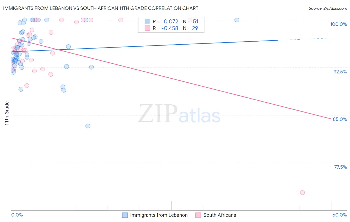 Immigrants from Lebanon vs South African 11th Grade