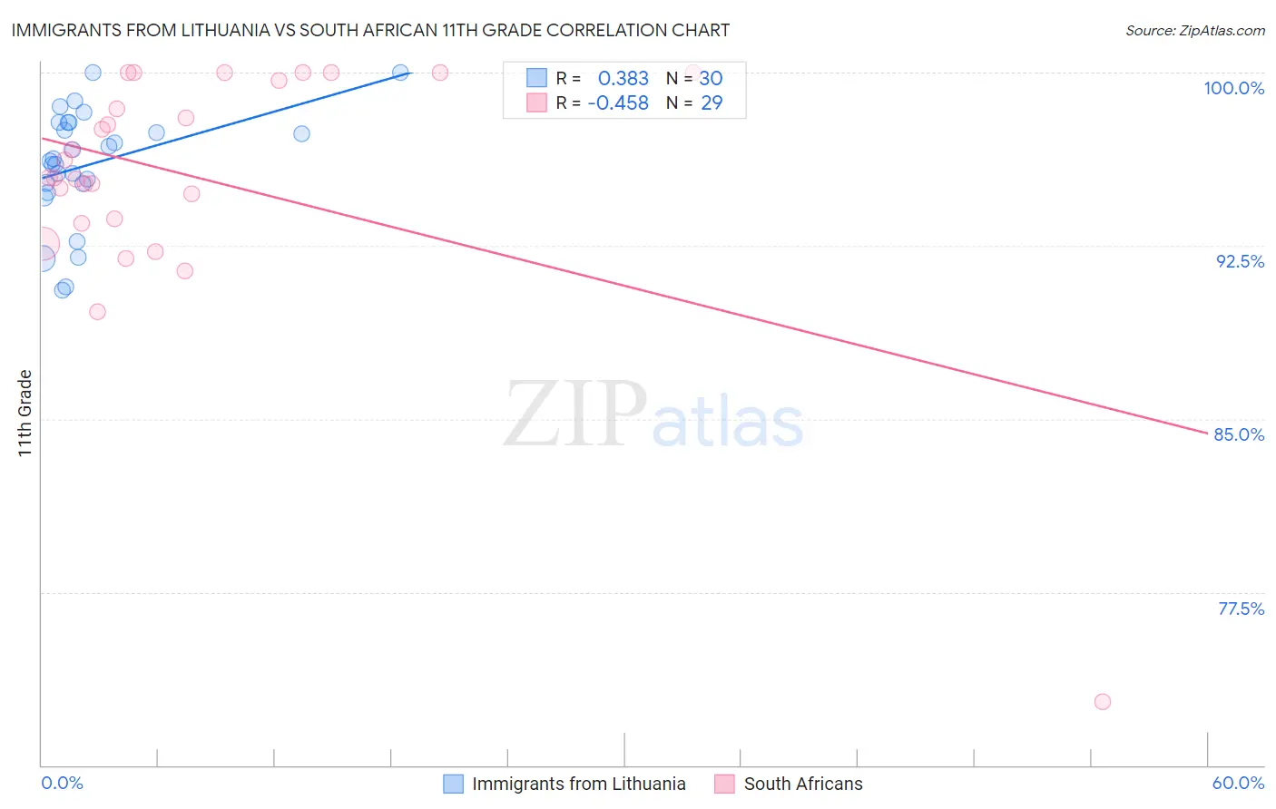 Immigrants from Lithuania vs South African 11th Grade