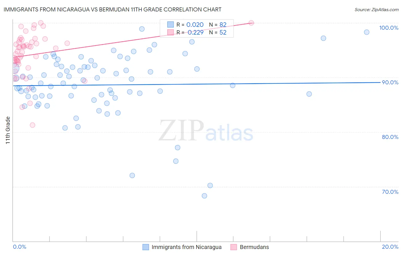 Immigrants from Nicaragua vs Bermudan 11th Grade