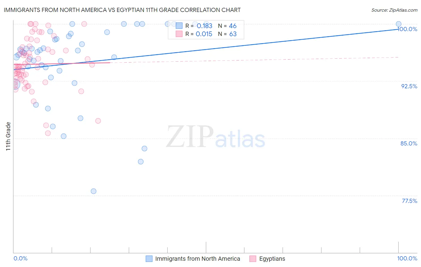 Immigrants from North America vs Egyptian 11th Grade
