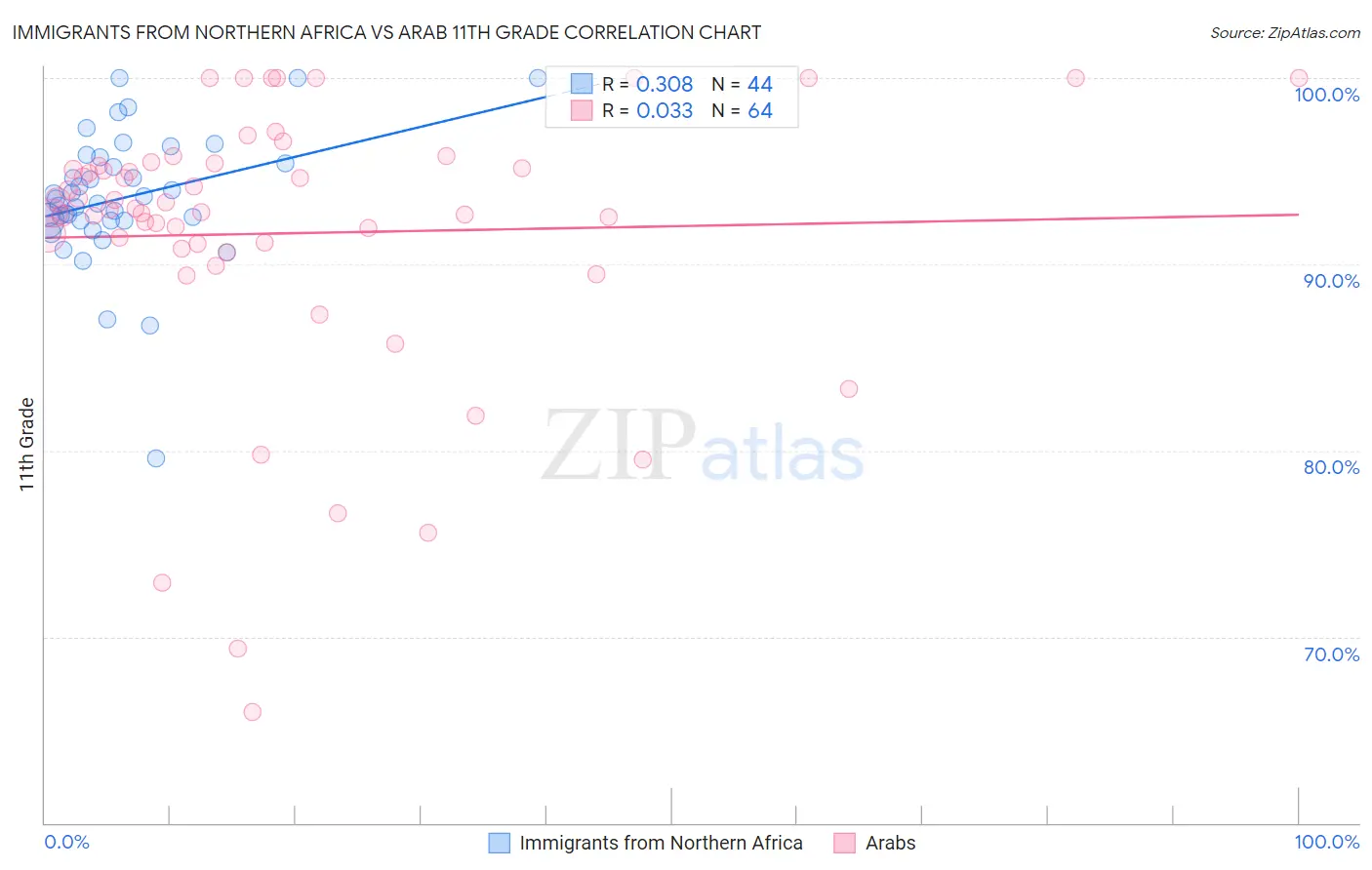 Immigrants from Northern Africa vs Arab 11th Grade