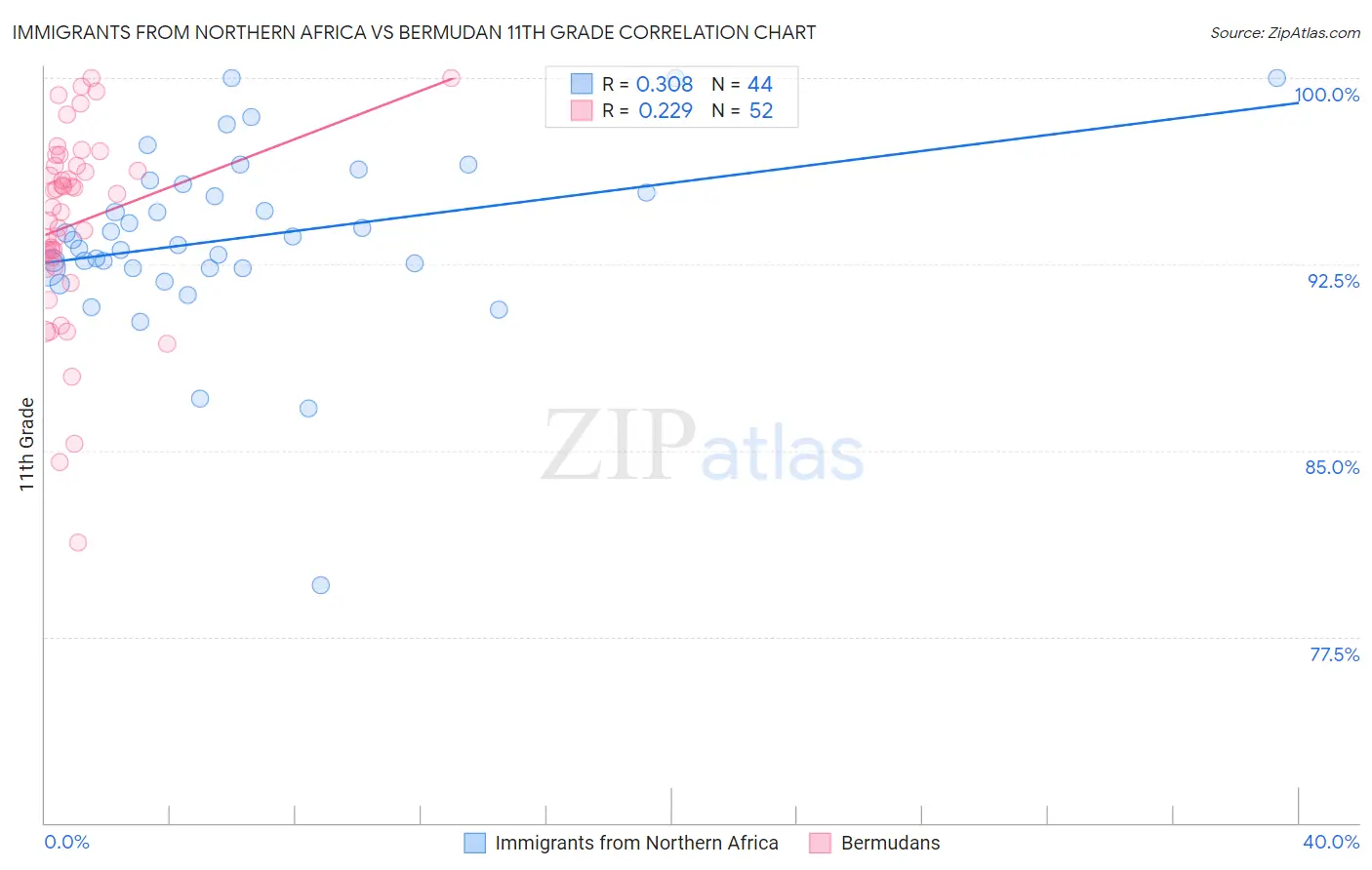 Immigrants from Northern Africa vs Bermudan 11th Grade