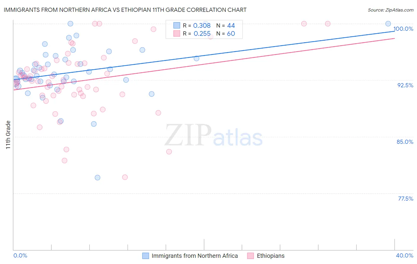 Immigrants from Northern Africa vs Ethiopian 11th Grade