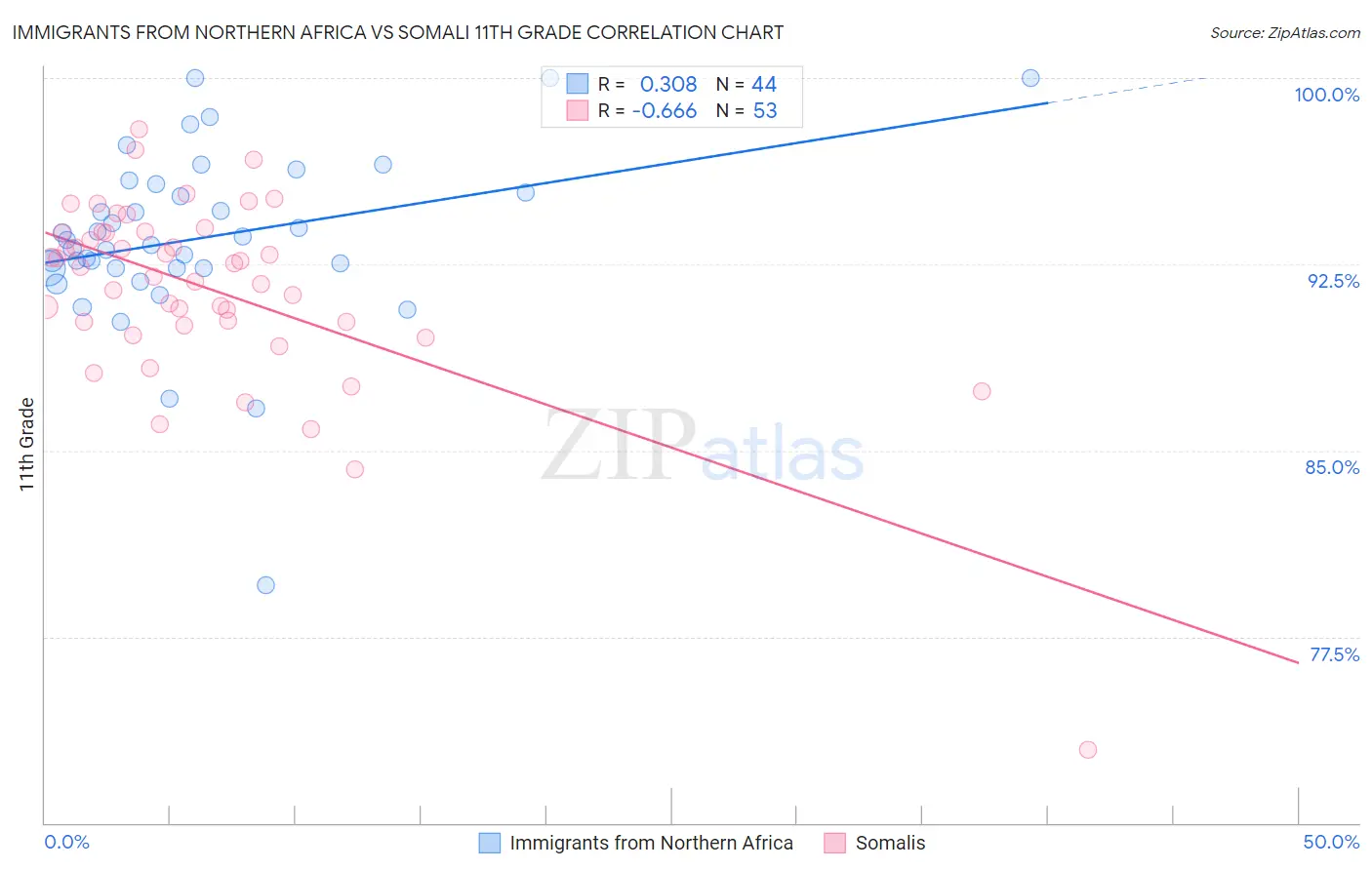 Immigrants from Northern Africa vs Somali 11th Grade