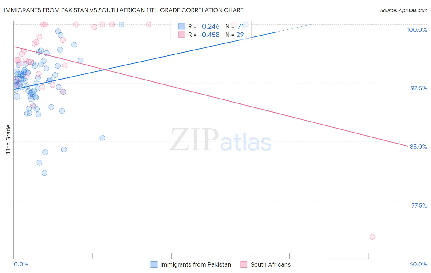 Immigrants from Pakistan vs South African 11th Grade
