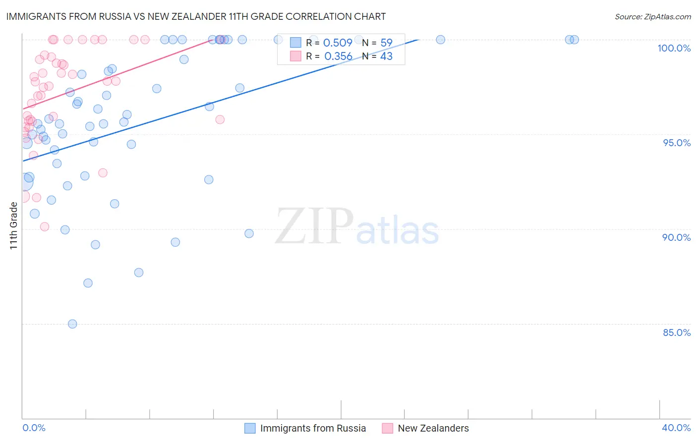 Immigrants from Russia vs New Zealander 11th Grade