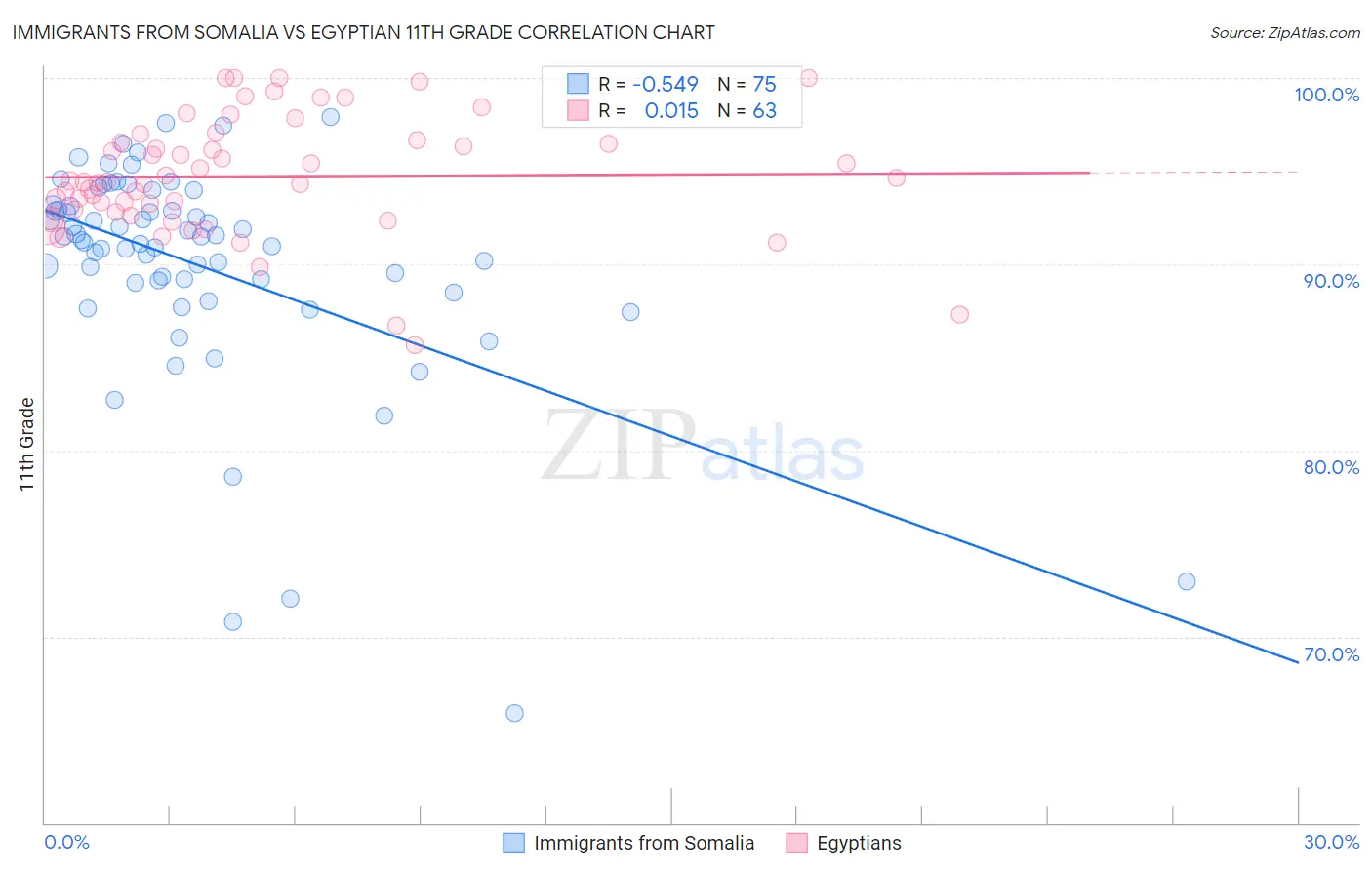 Immigrants from Somalia vs Egyptian 11th Grade