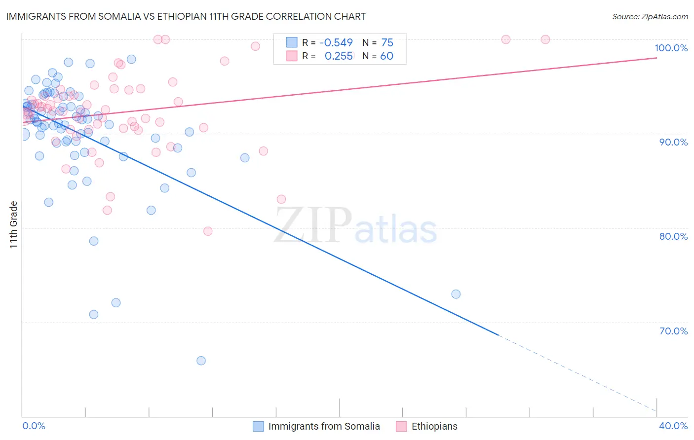 Immigrants from Somalia vs Ethiopian 11th Grade