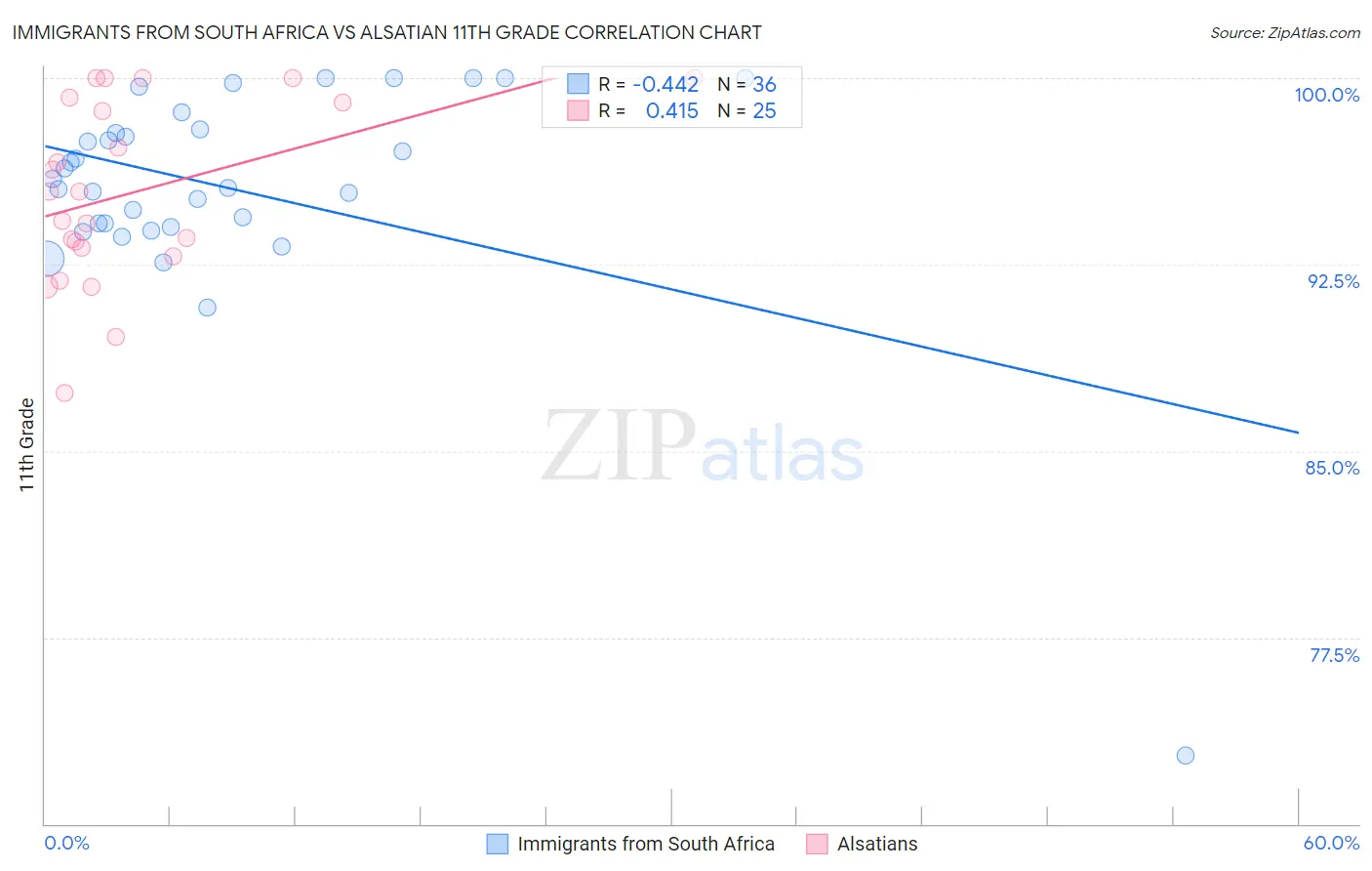 Immigrants from South Africa vs Alsatian 11th Grade