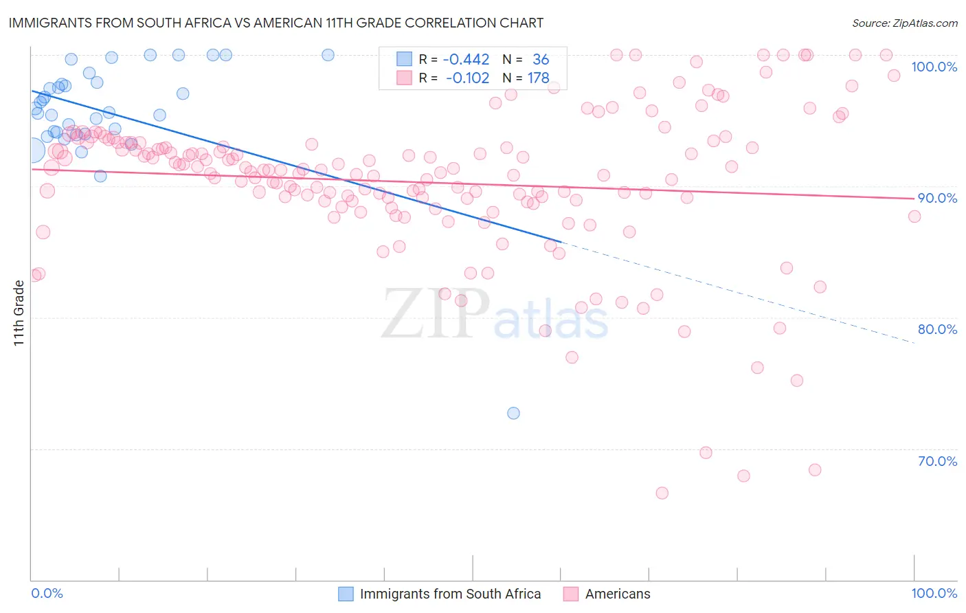 Immigrants from South Africa vs American 11th Grade