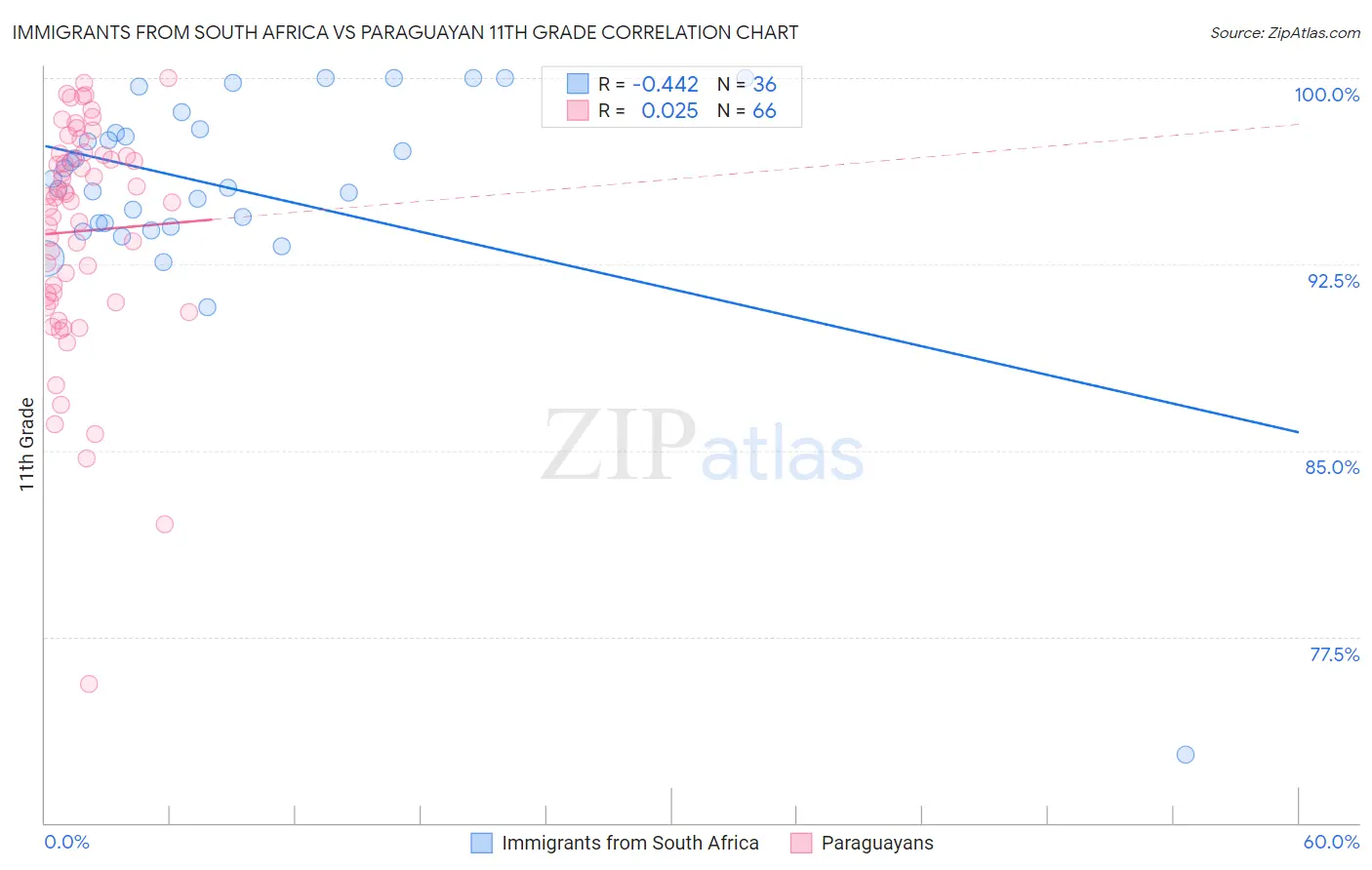 Immigrants from South Africa vs Paraguayan 11th Grade