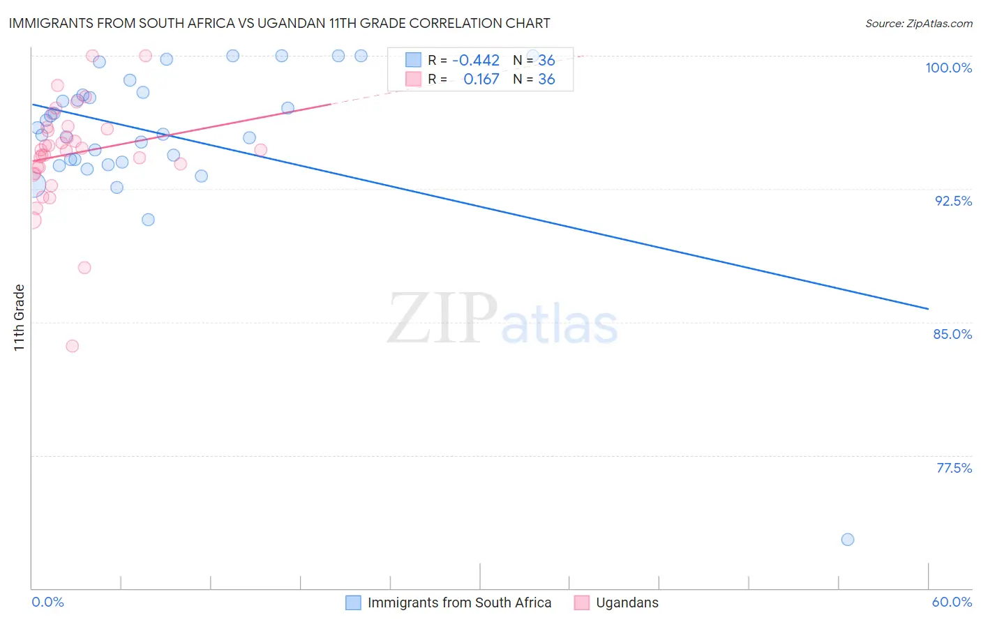 Immigrants from South Africa vs Ugandan 11th Grade