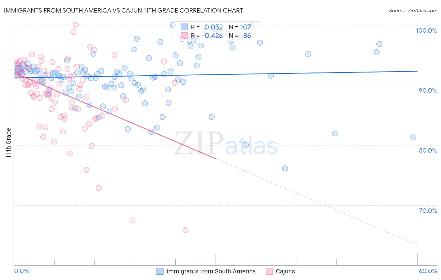 Immigrants from South America vs Cajun 11th Grade
