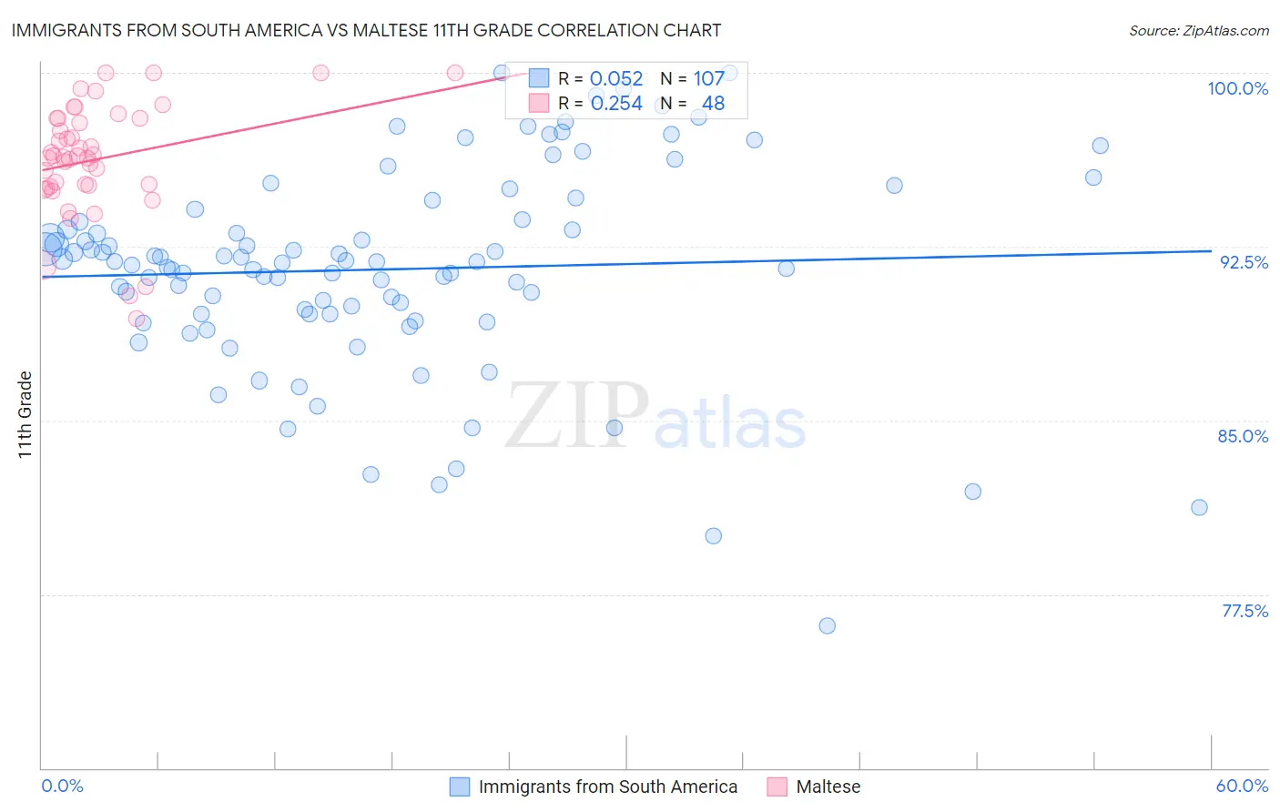 Immigrants from South America vs Maltese 11th Grade