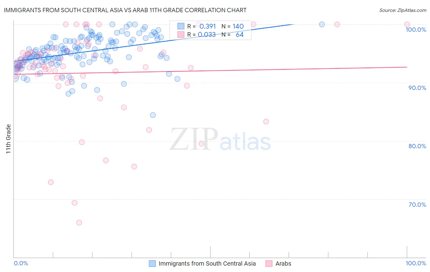 Immigrants from South Central Asia vs Arab 11th Grade