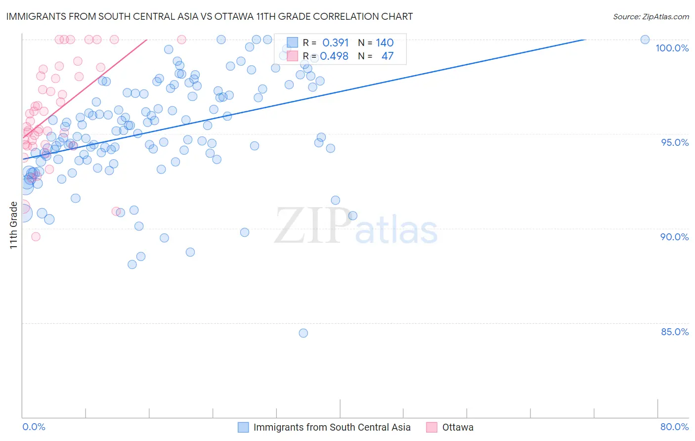 Immigrants from South Central Asia vs Ottawa 11th Grade