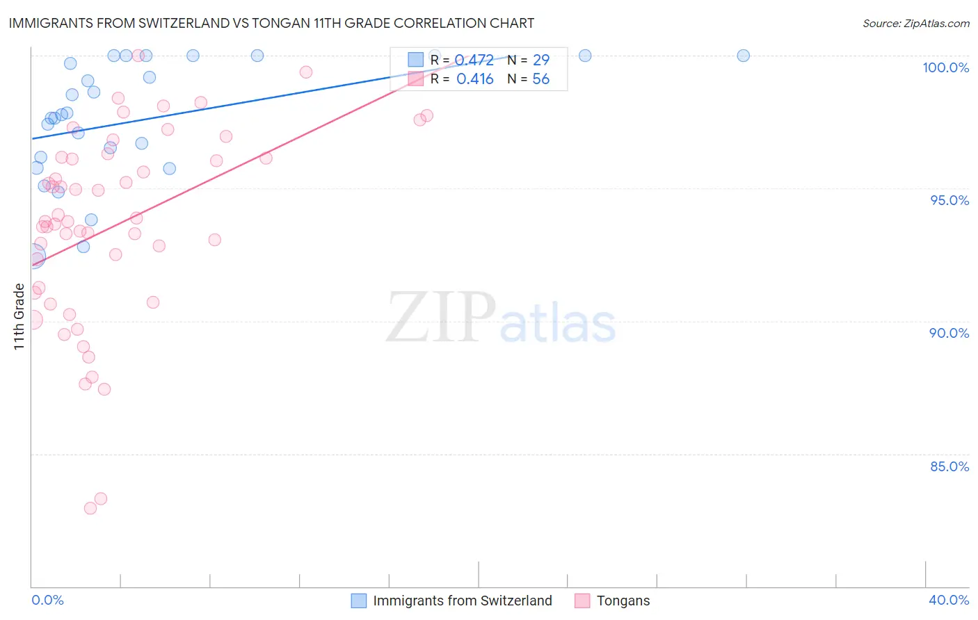 Immigrants from Switzerland vs Tongan 11th Grade