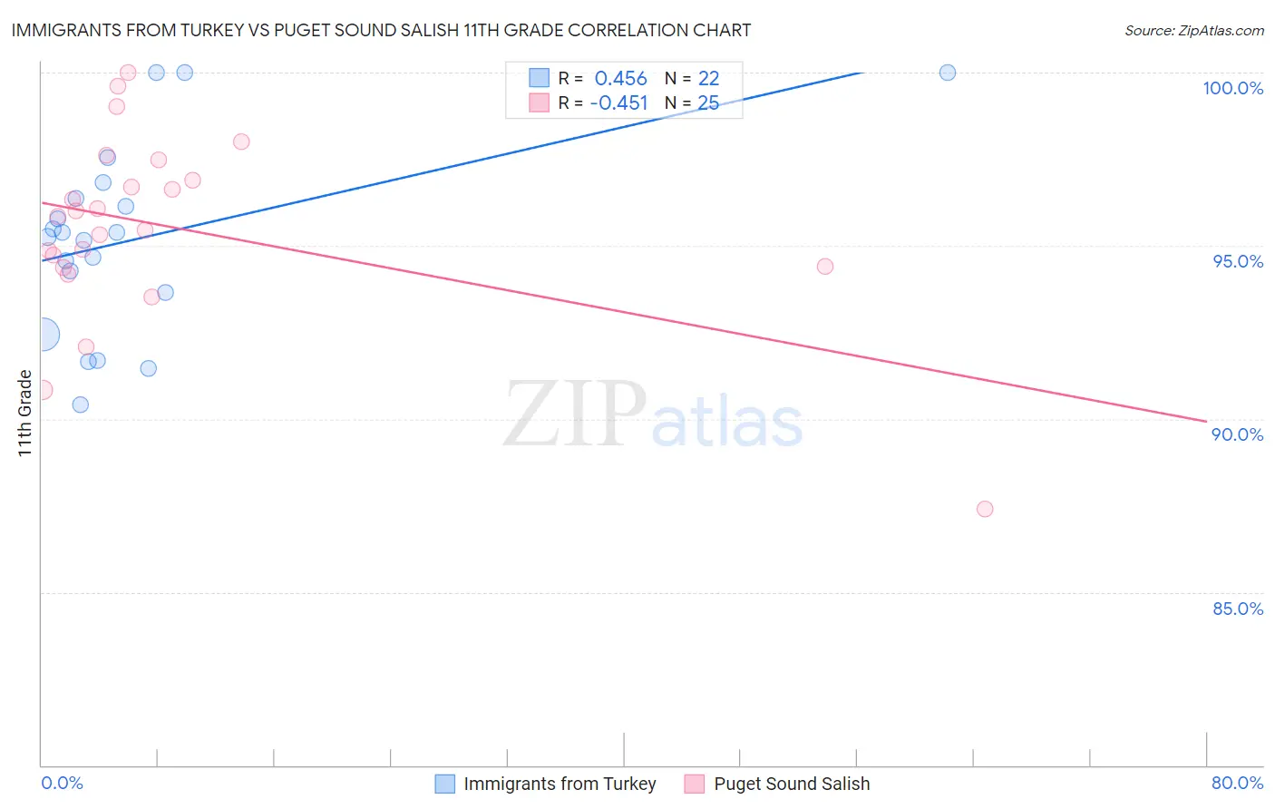 Immigrants from Turkey vs Puget Sound Salish 11th Grade