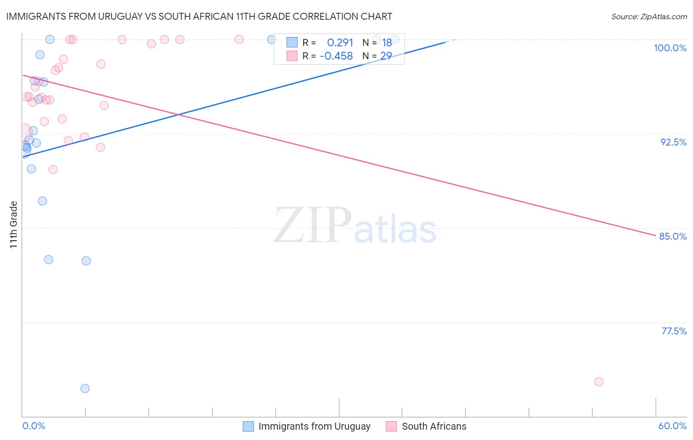 Immigrants from Uruguay vs South African 11th Grade