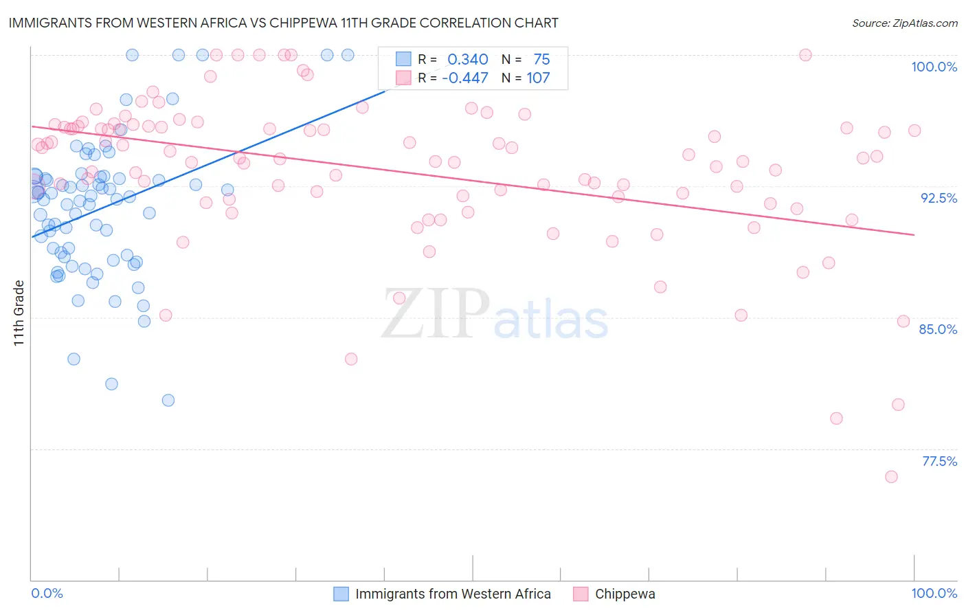 Immigrants from Western Africa vs Chippewa 11th Grade
