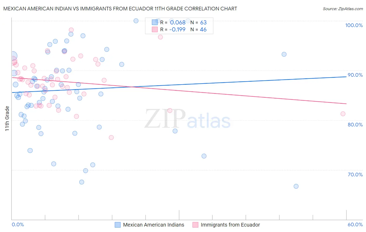 Mexican American Indian vs Immigrants from Ecuador 11th Grade