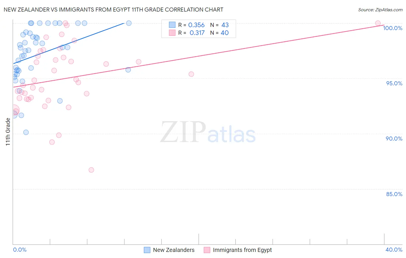 New Zealander vs Immigrants from Egypt 11th Grade