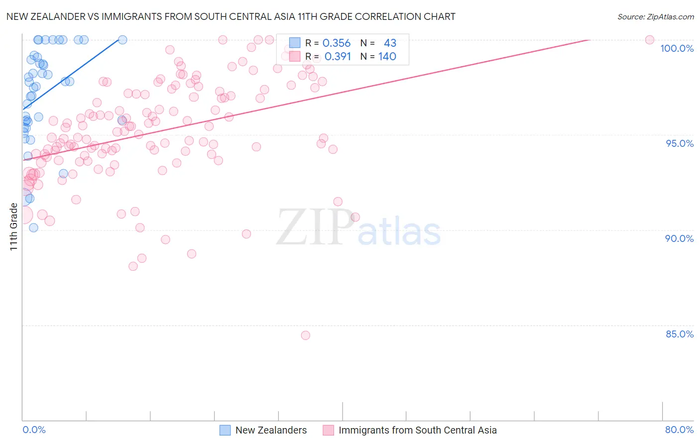 New Zealander vs Immigrants from South Central Asia 11th Grade
