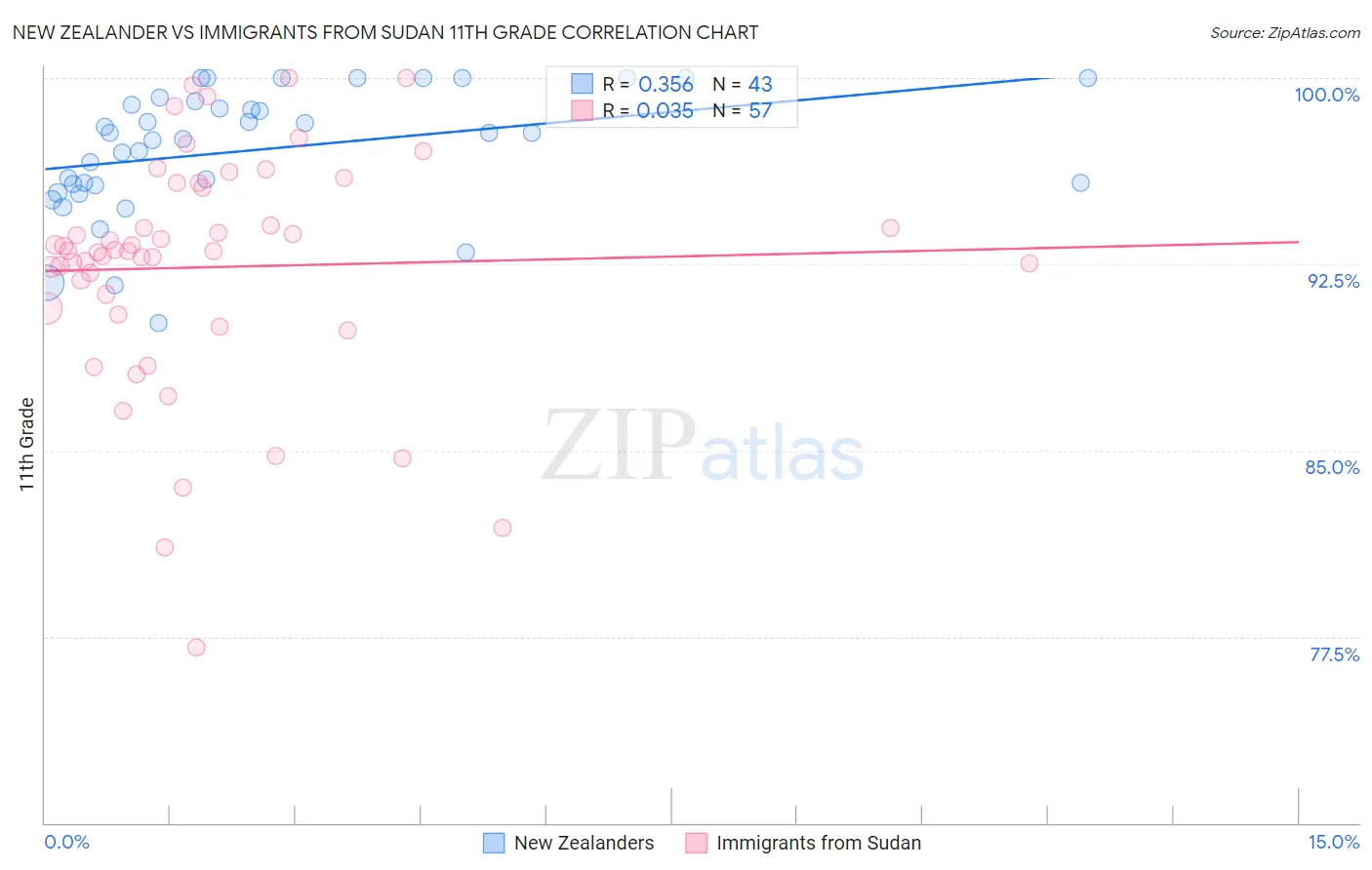 New Zealander vs Immigrants from Sudan 11th Grade