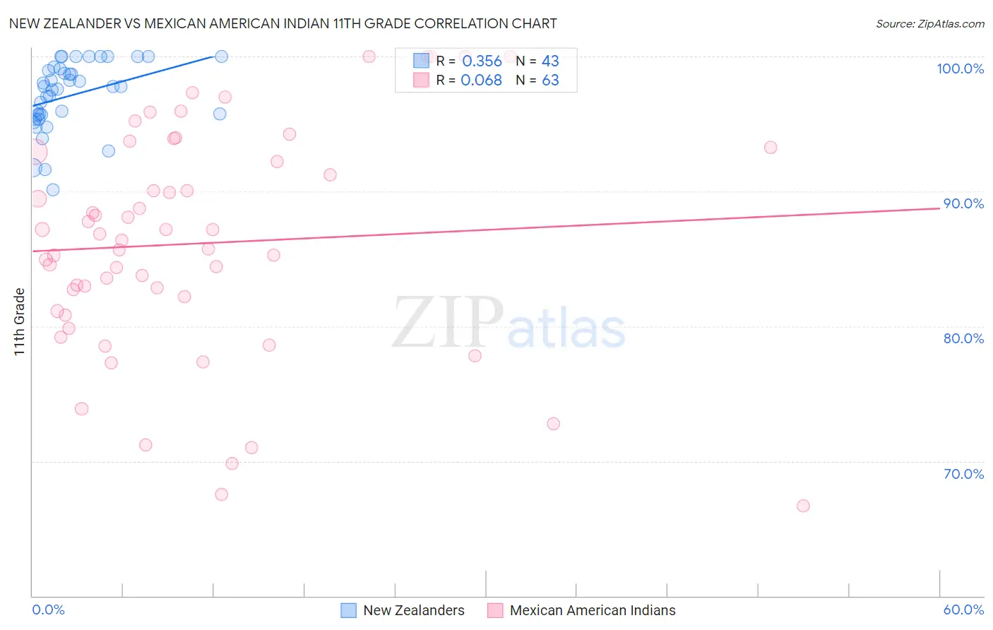 New Zealander vs Mexican American Indian 11th Grade