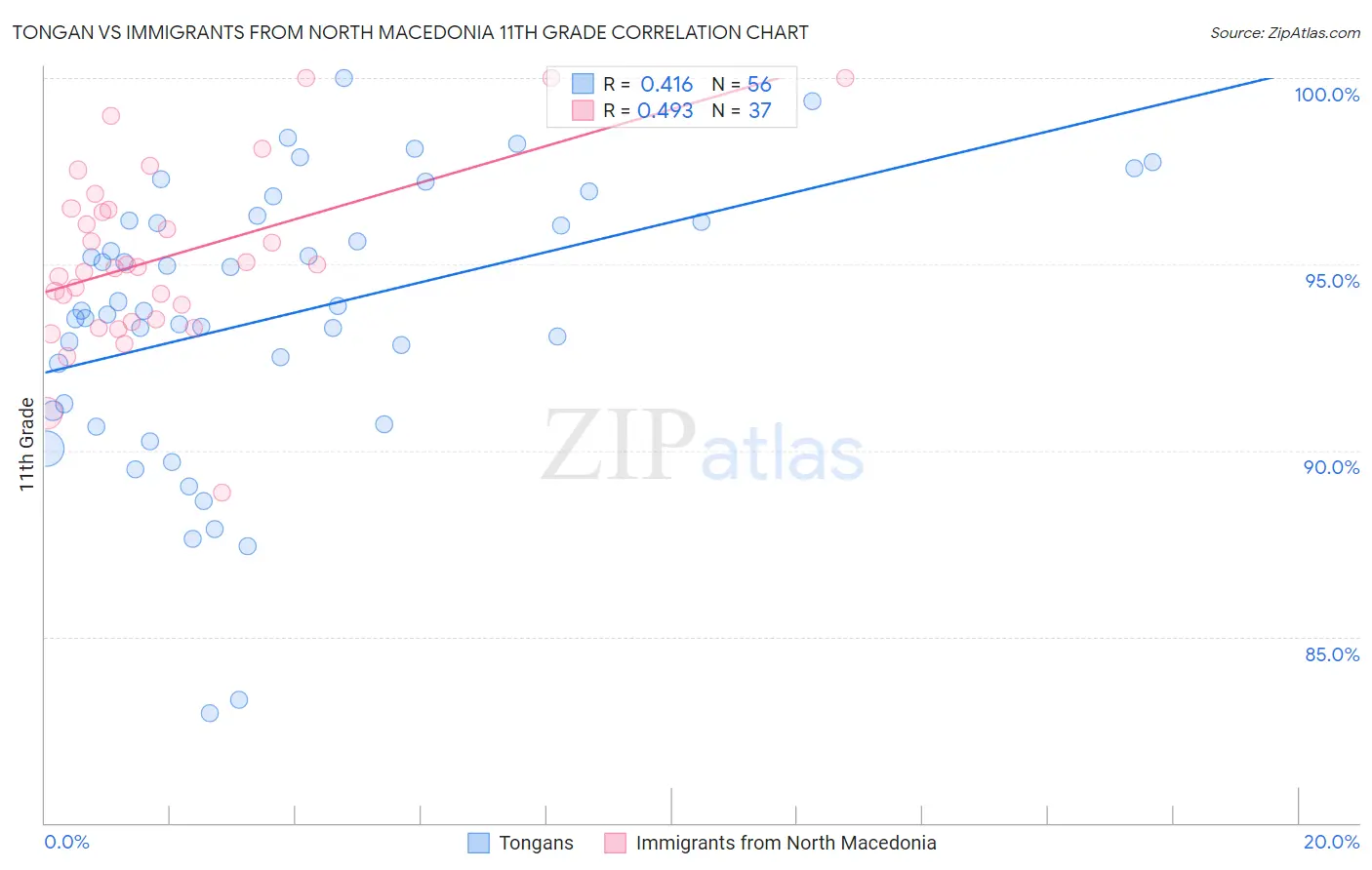 Tongan vs Immigrants from North Macedonia 11th Grade