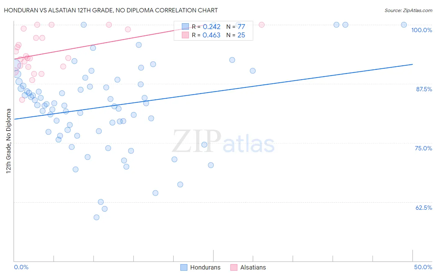 Honduran vs Alsatian 12th Grade, No Diploma