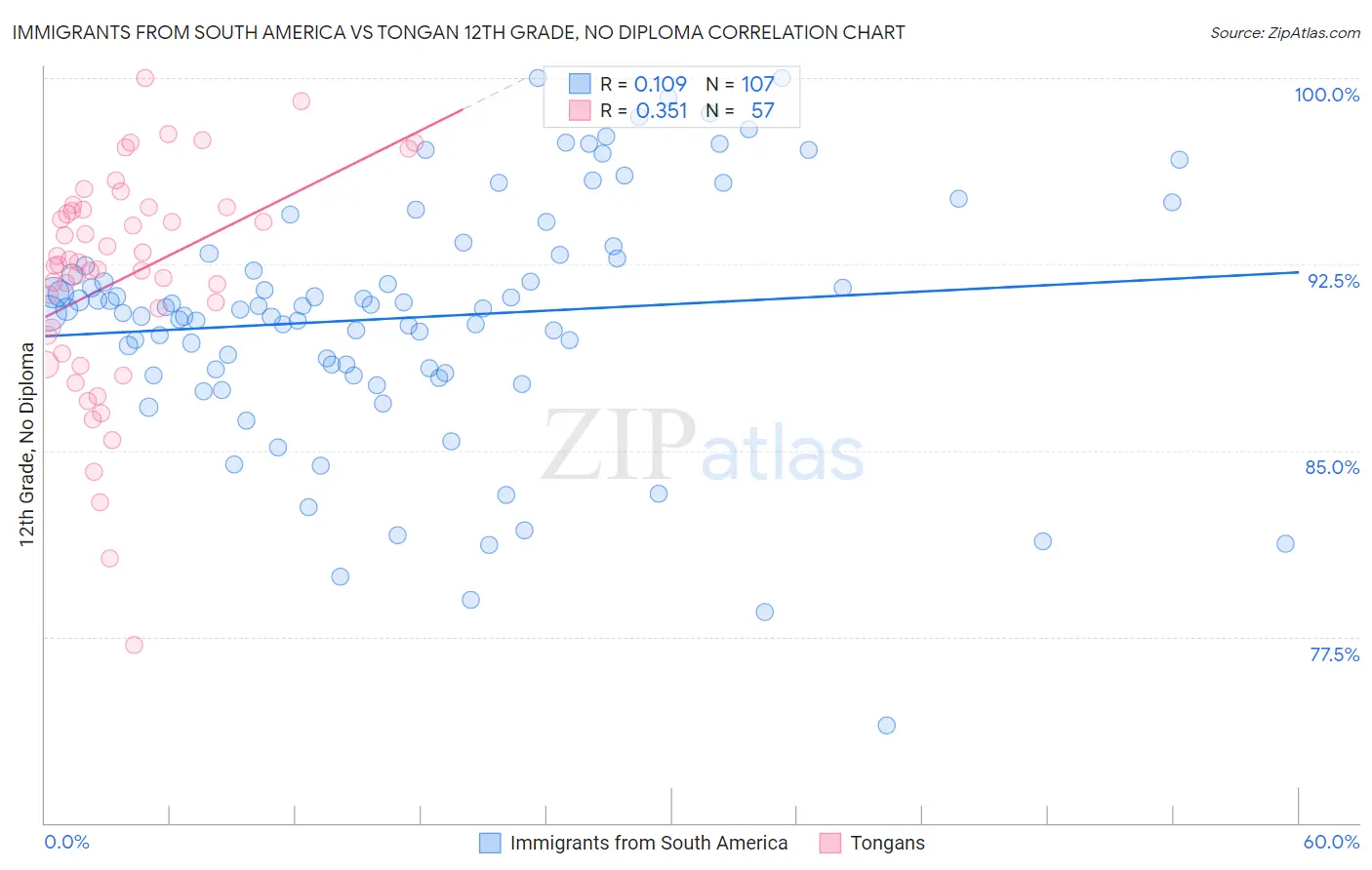 Immigrants from South America vs Tongan 12th Grade, No Diploma